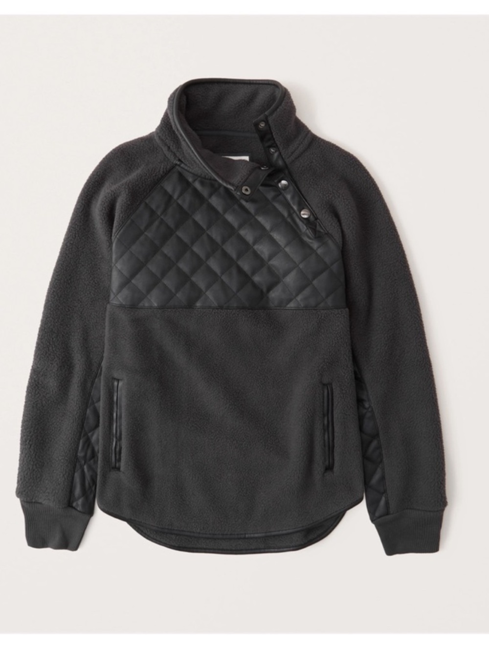 Abercrombie & Fitch Black Asymmetrical Snap Fleece, Size M